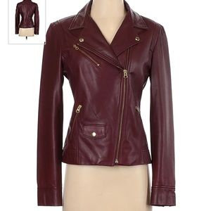 Truth & Pride leather jacket in brown/burgandy